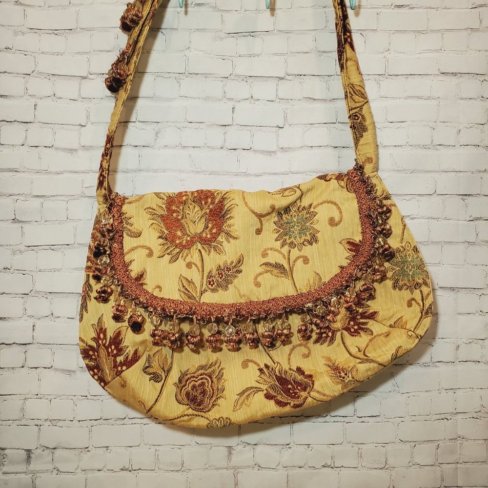 Beaded tapestry Hobo handbag